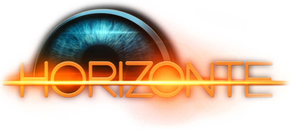 Logotipo oficial de Horizonte: ojo azul y letras naranjas